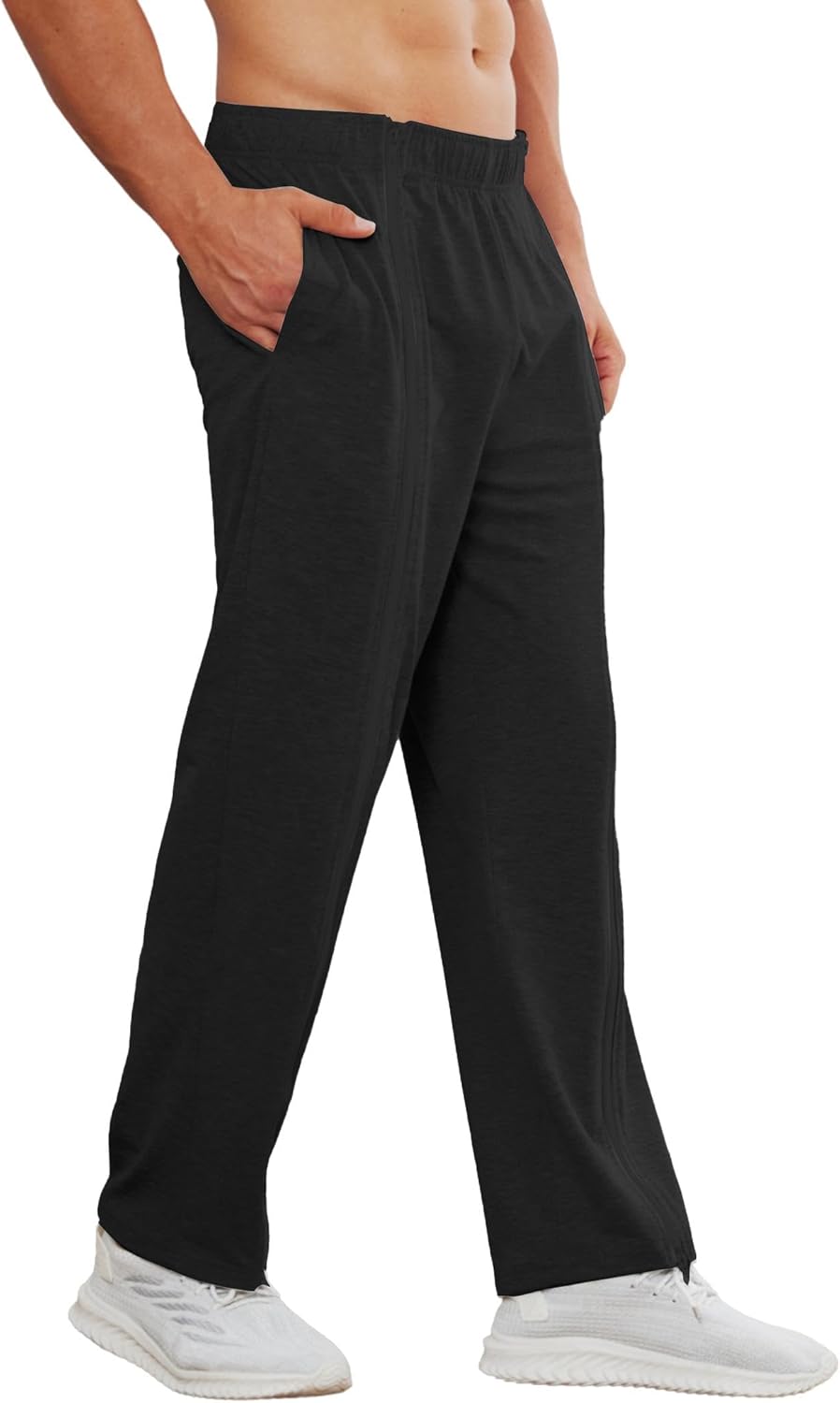 Deyeek Tear Away Pants for Men Full Zipper Legs Sweat Pants Mens Open Bottom Sweatpants Breakaway Cotton Post Surgery Pants - Image 4