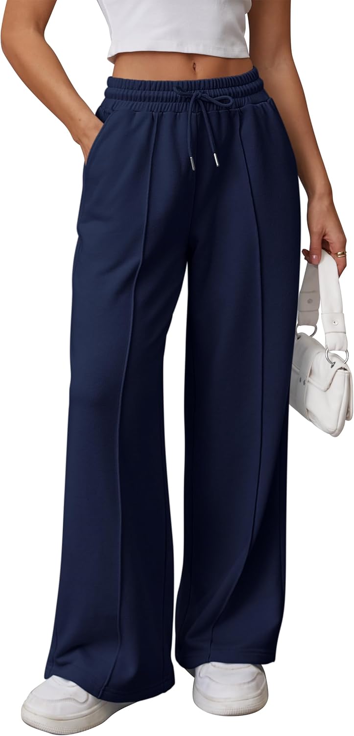 ATHMILE Womens Wide Leg Sweatpants High Waisted Baggy Pants Fashion Teen Girl Drawstring Athletic Joggers