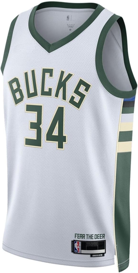 Giannis Antetokounmpo Milwaukee Bucks NBA Kids Youth 8-20 White Association Edition Swingman Jersey - Image 2
