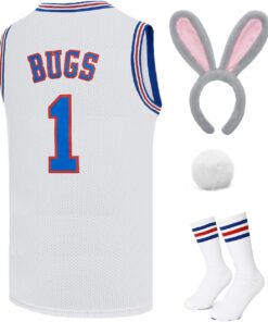 Mens Basketball Jersey #10 Lola / #1 Bugs Halloween Costumes Space 90S Movie Jersey White/Red/Black XS-XXL