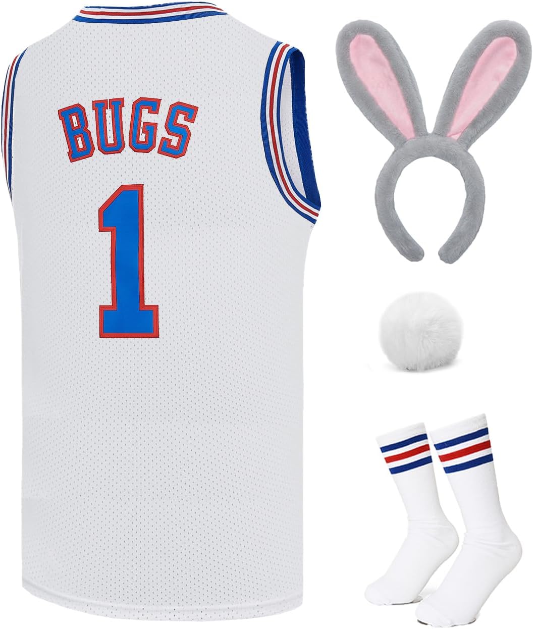 Mens Basketball Jersey #10 Lola / #1 Bugs Halloween Costumes Space 90S Movie Jersey White/Red/Black XS-XXL
