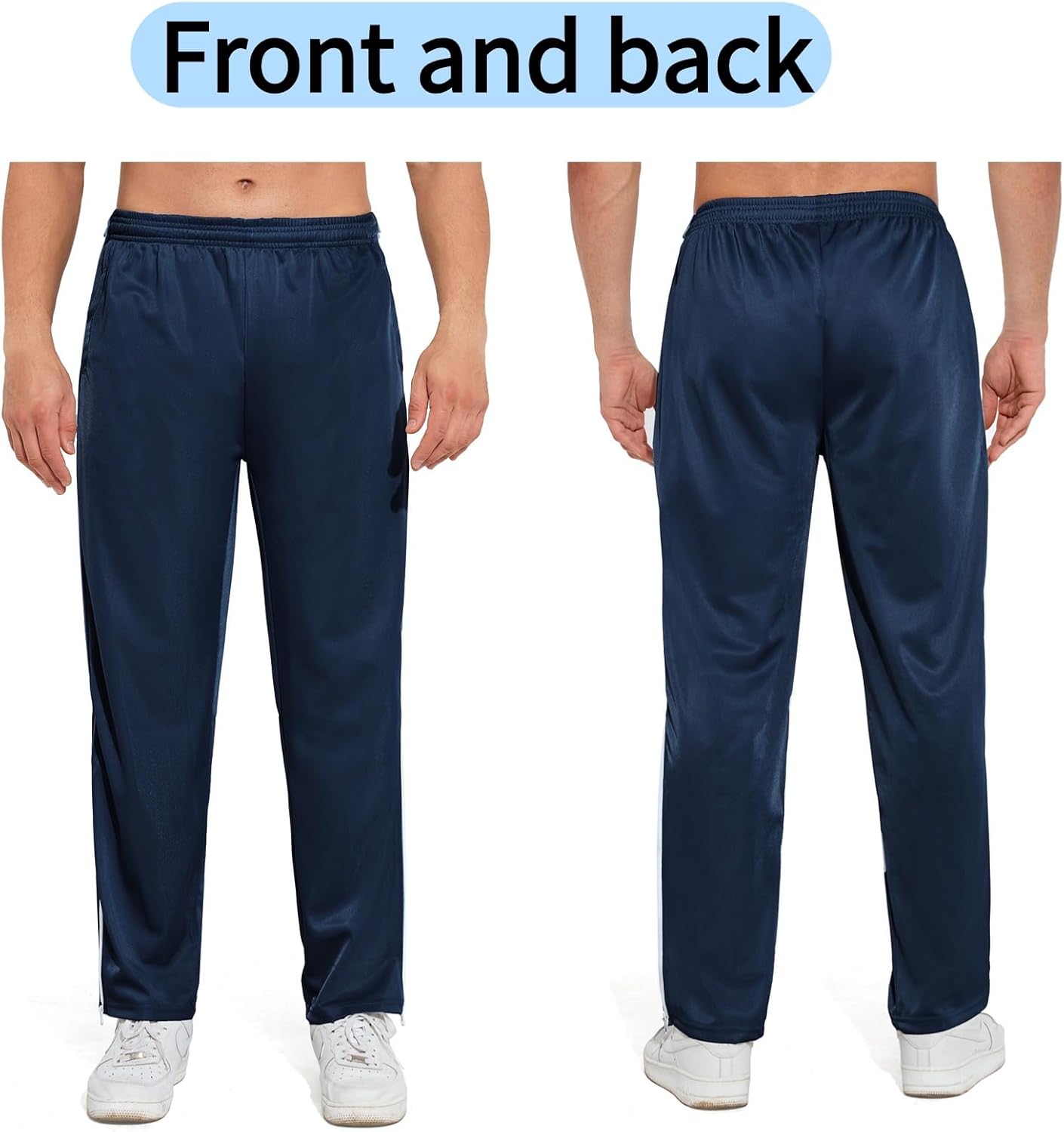 AIFARLD Tear Away Pants for Men Side Zippers Mens Sweatpants with Pockets for Basketball Knee/Leg Post-Surgery - Image 2