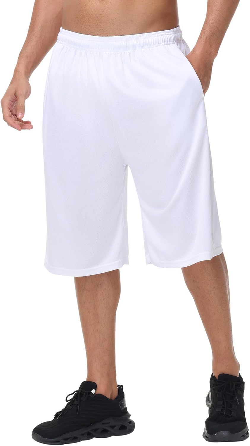 HQUEC Men's 12" Athletic Shorts Long Basketball Workout Shorts Below Knee Loose-Fit with Pockets - Image 16