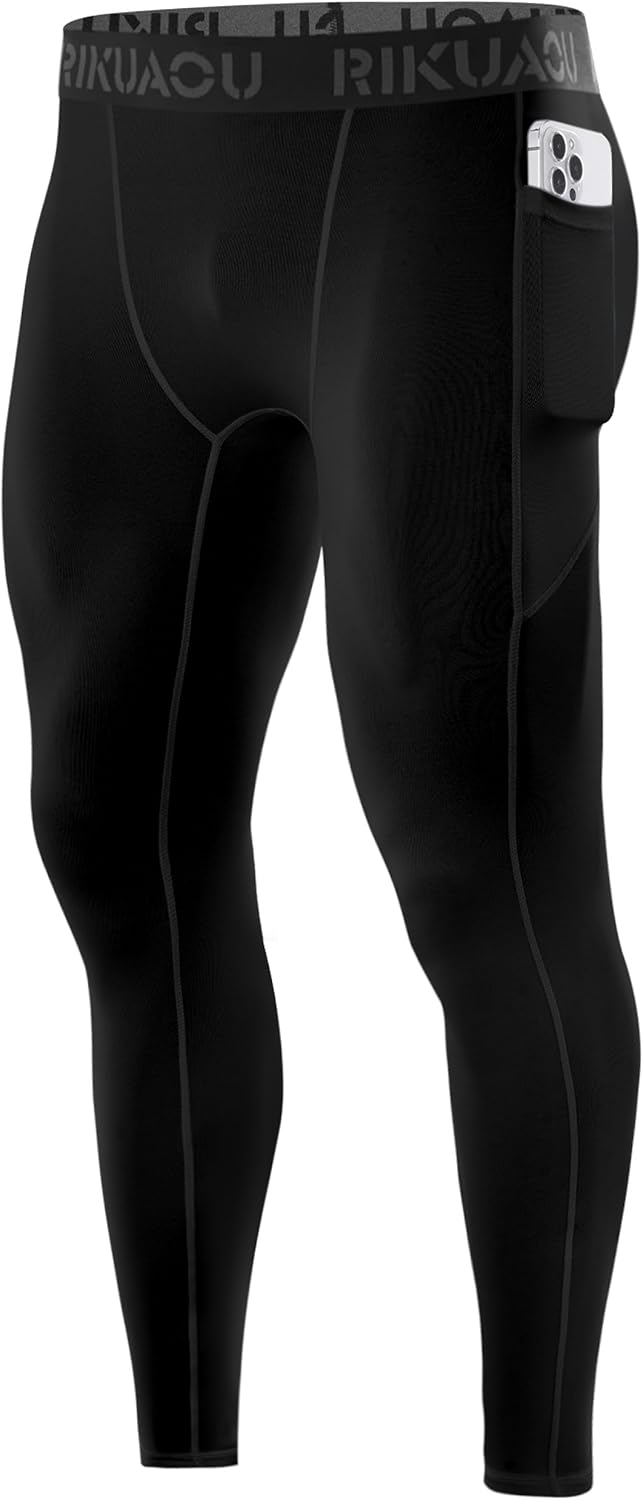 Men’s Compression Pants Running Leggings Athletic Base Layer Workout Tights with Pockets for Sports Basketball - Image 7