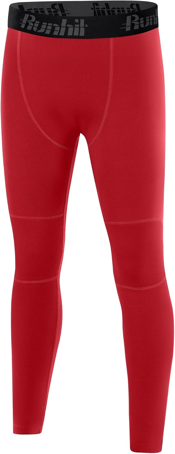 Runhit Boys Compression Leggings Fleece Lined - Youth Sports Tights Kids Thermal Base Layer Pants Cold Weather Gear - Image 2