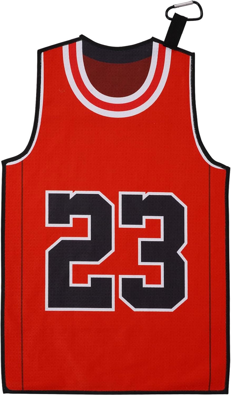 BIG TEETH Golf Towels for Golf Bags, Magnetic Golf Towel with Clip, Funny Golf Towel Basketball Jerseys Shapes, Sports Style (Red NO.23 Magnetic) - Image 12