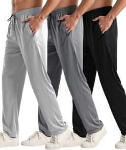 3PC or 5PC Men's Zipper Jogger Pants, Breathable & Flexible Fit, Comfortable for Sports & Casual Wear, Sweatpants for Men
