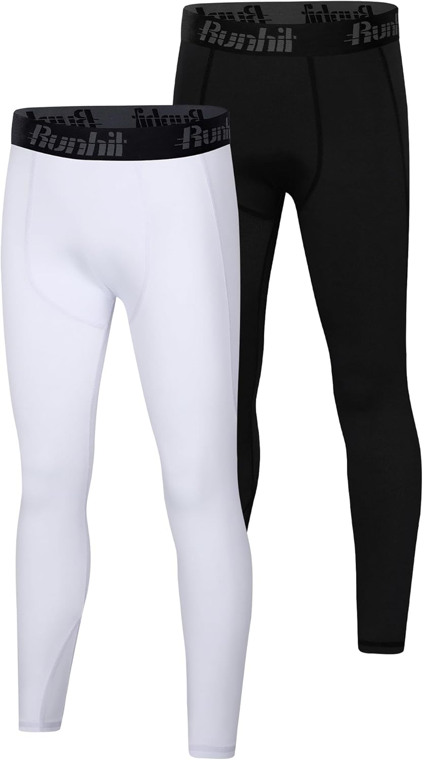 Runhit Boys Compression Leggings,Youth Athletic Tights Basketball Compression Pants,Boys Base Layer Pants Sports Legging