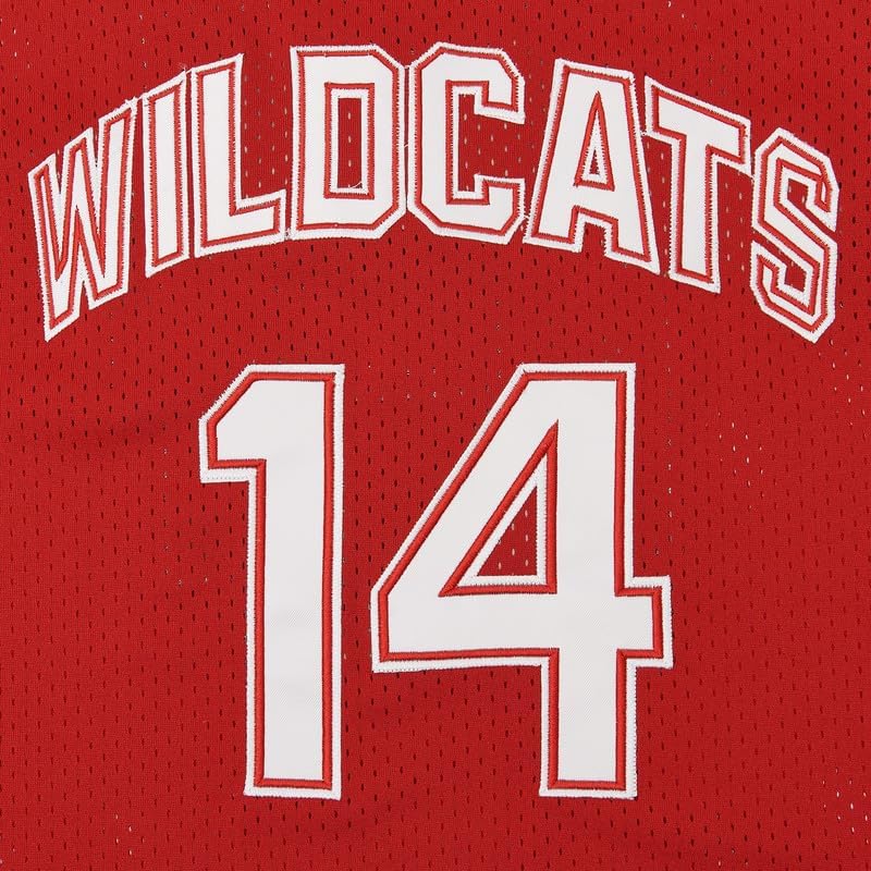 Youth Basketball Jersey for Kids Wildcats High School Shirt 14 Troy Bolton Jersey 8 Chad Danforth Jersey Red/White XS-XL - Image 3