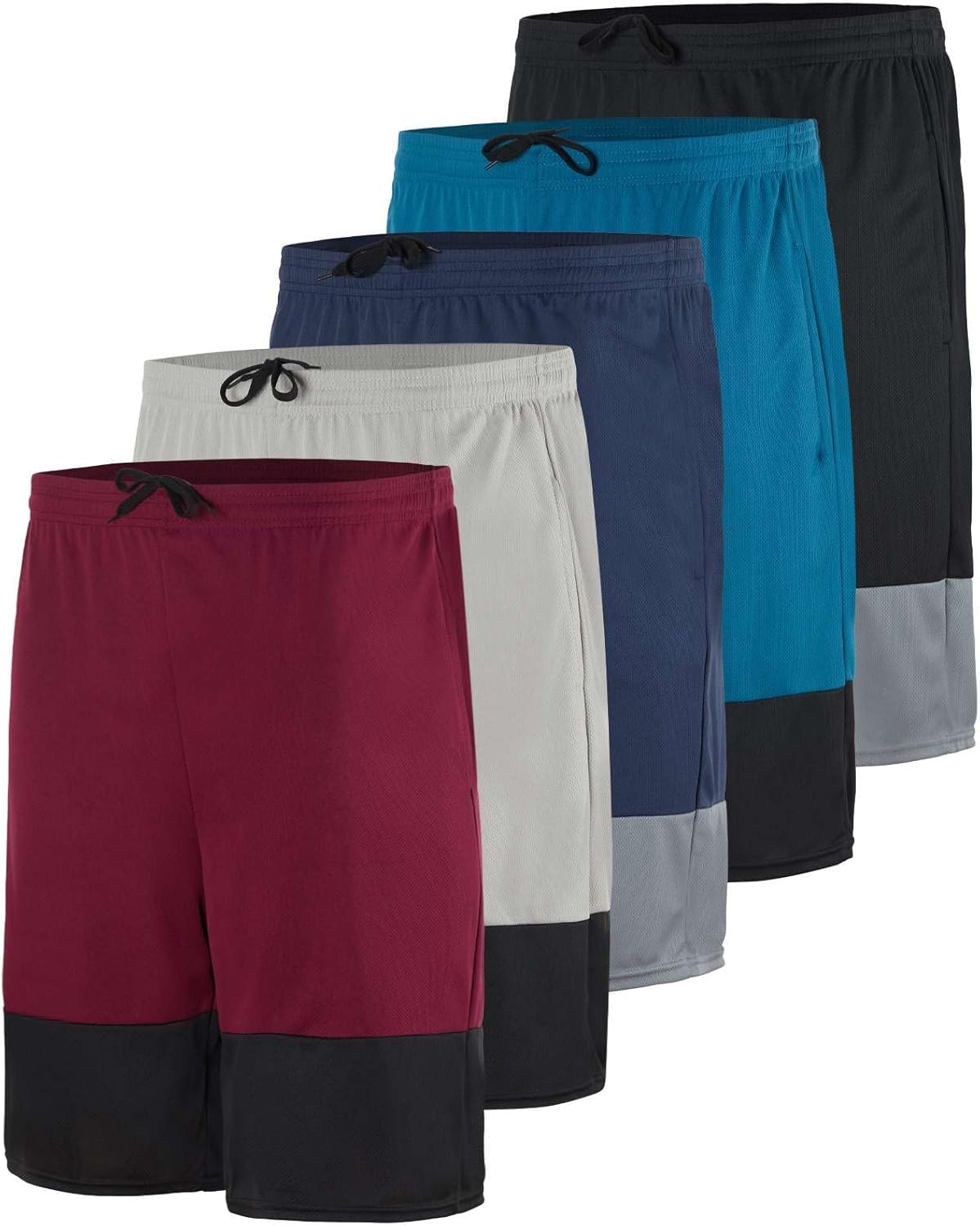 Real Essentials 5 Pack: Men’s 9" Mesh Shorts – Athletic Gym, Workout, Basketball, Running, Casual Lounge Activewear Pockets - Image 15