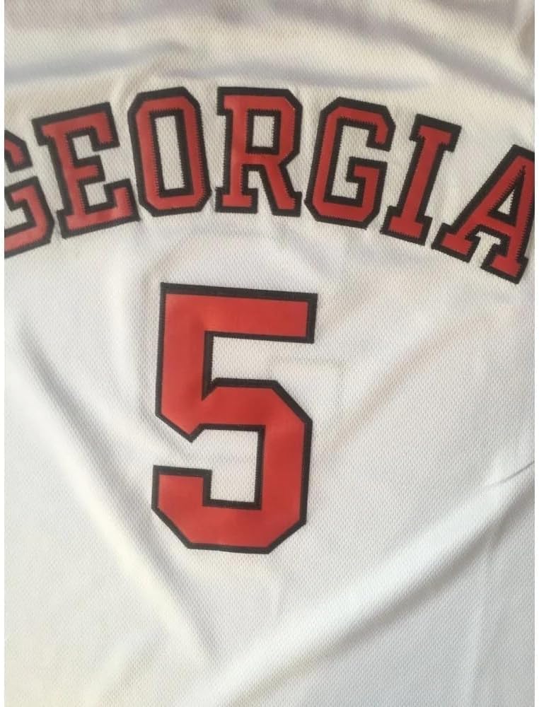 Men's State College #5 Retro Vintage Throwback Basketball Jersey Embroidered White - Image 5