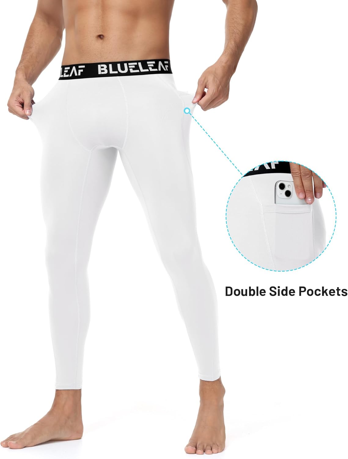 Blueleaf Men's Compression Pants Running Workout Leggings with Pockets Athletic Tights Base Layer for Basketball Sports - Image 4