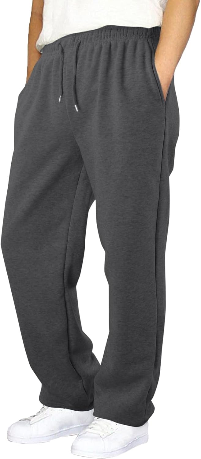 Boy's Fleece Cargo Sweatpants Athletic Basketball Joggers Sweat Pants Drawstring Elastic Waist Open Bottom Pants with Pockets - Image 2