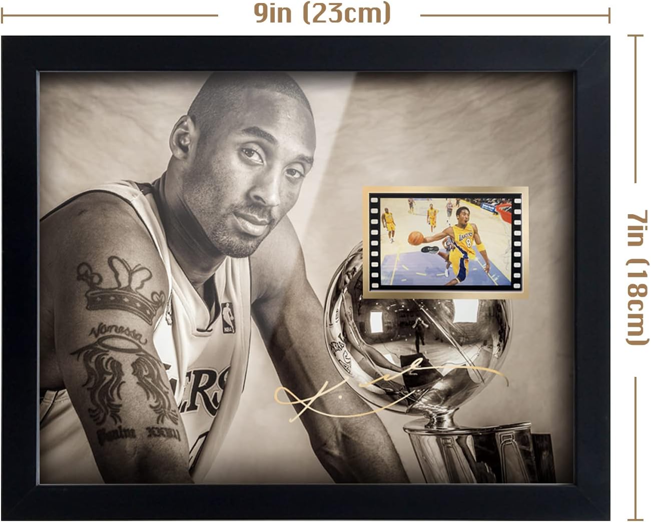 ORIMAMI Sport Superstar Kobe Bryant Poster Desktop Framed Photo Gift 8x6 Inches,with Signed and 1x35mm Film Mini Cell Display,Great Memorabilia Gift for Basketball Enthusiasts/Kobe Fans - Image 5