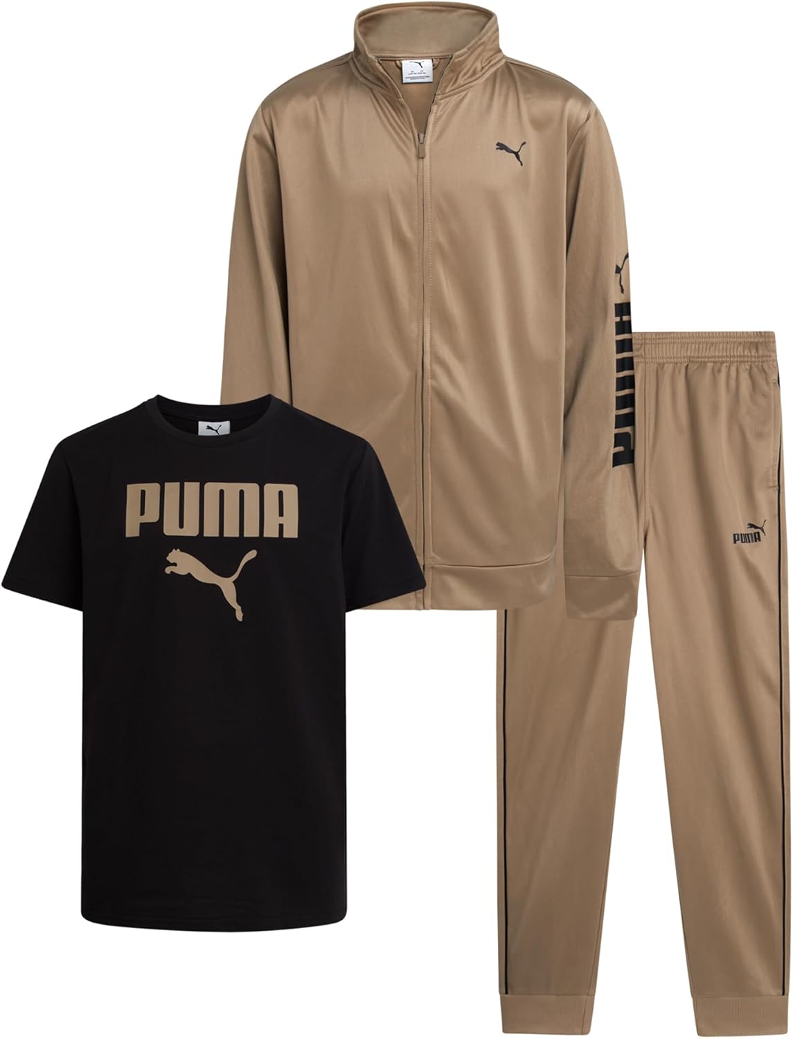 PUMA Boys Pants Set - 3 Piece Athletic T-Shirt, Zip Up Jacket, Jogger Pants - Boys Activewear Tricot Jogset (8-16) - Image 7
