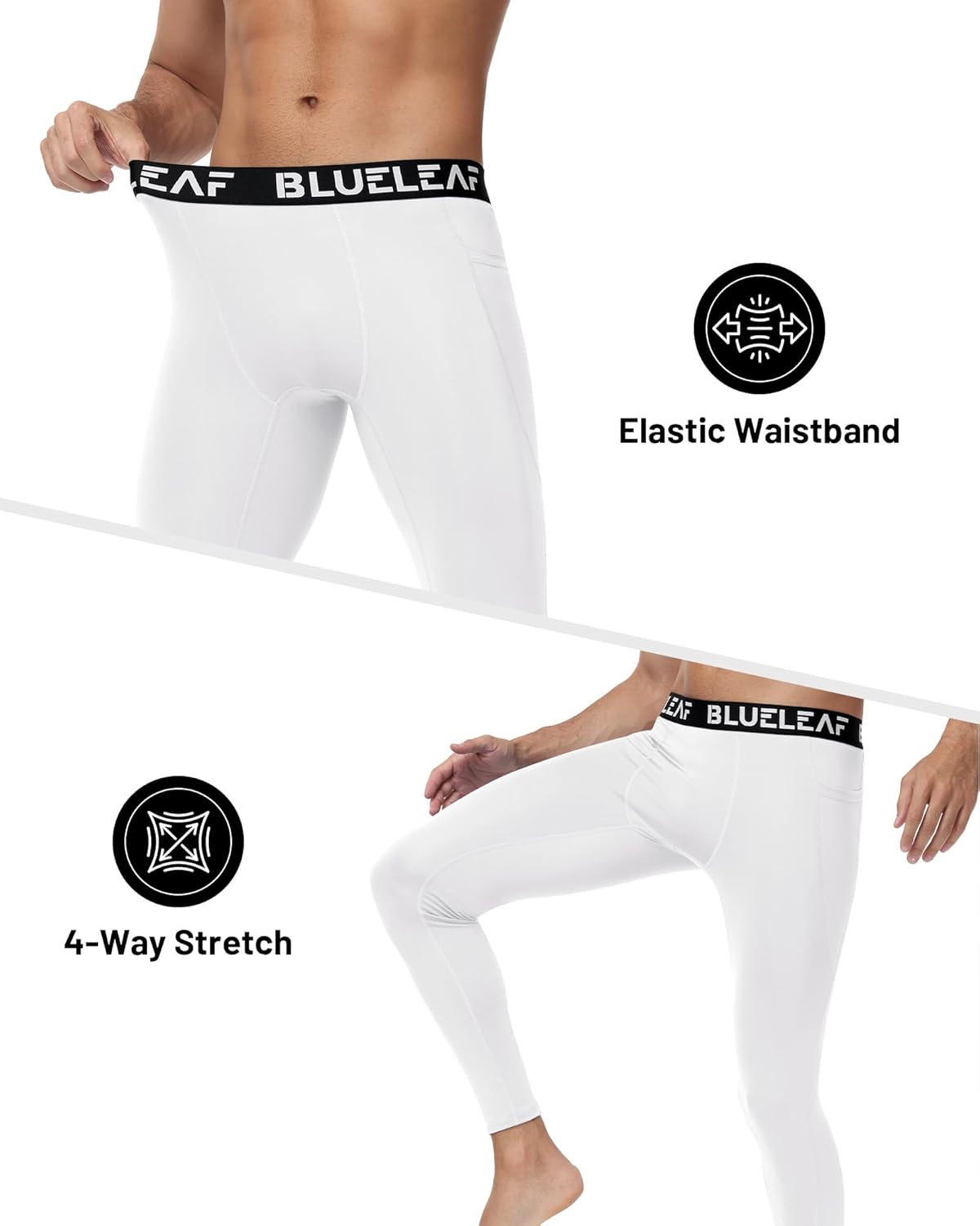 Blueleaf Men's Compression Pants Running Workout Leggings with Pockets Athletic Tights Base Layer for Basketball Sports - Image 5