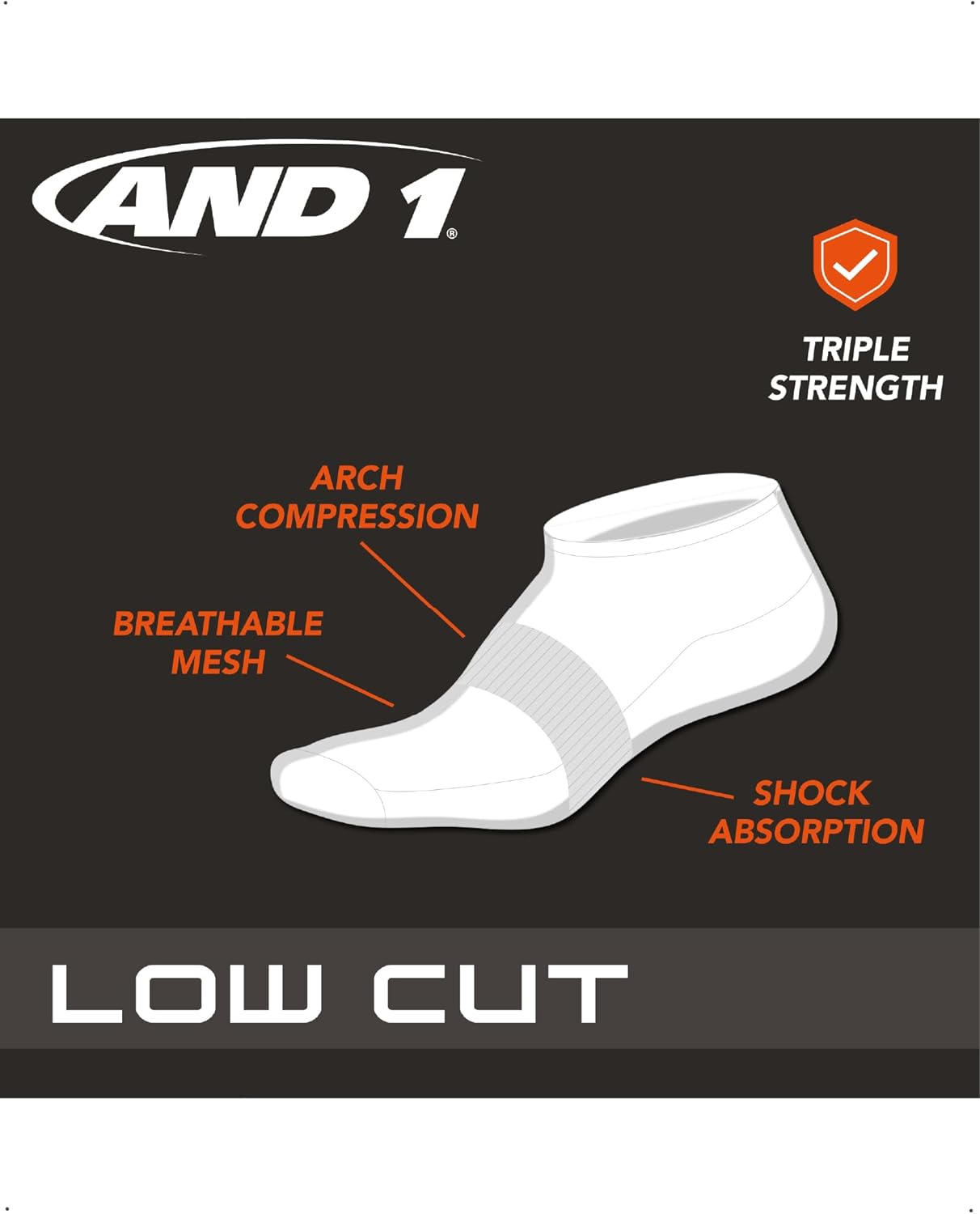 AND1 Men's Socks - Athletic Cushion Low Cut Socks (24 Pack) - Image 2