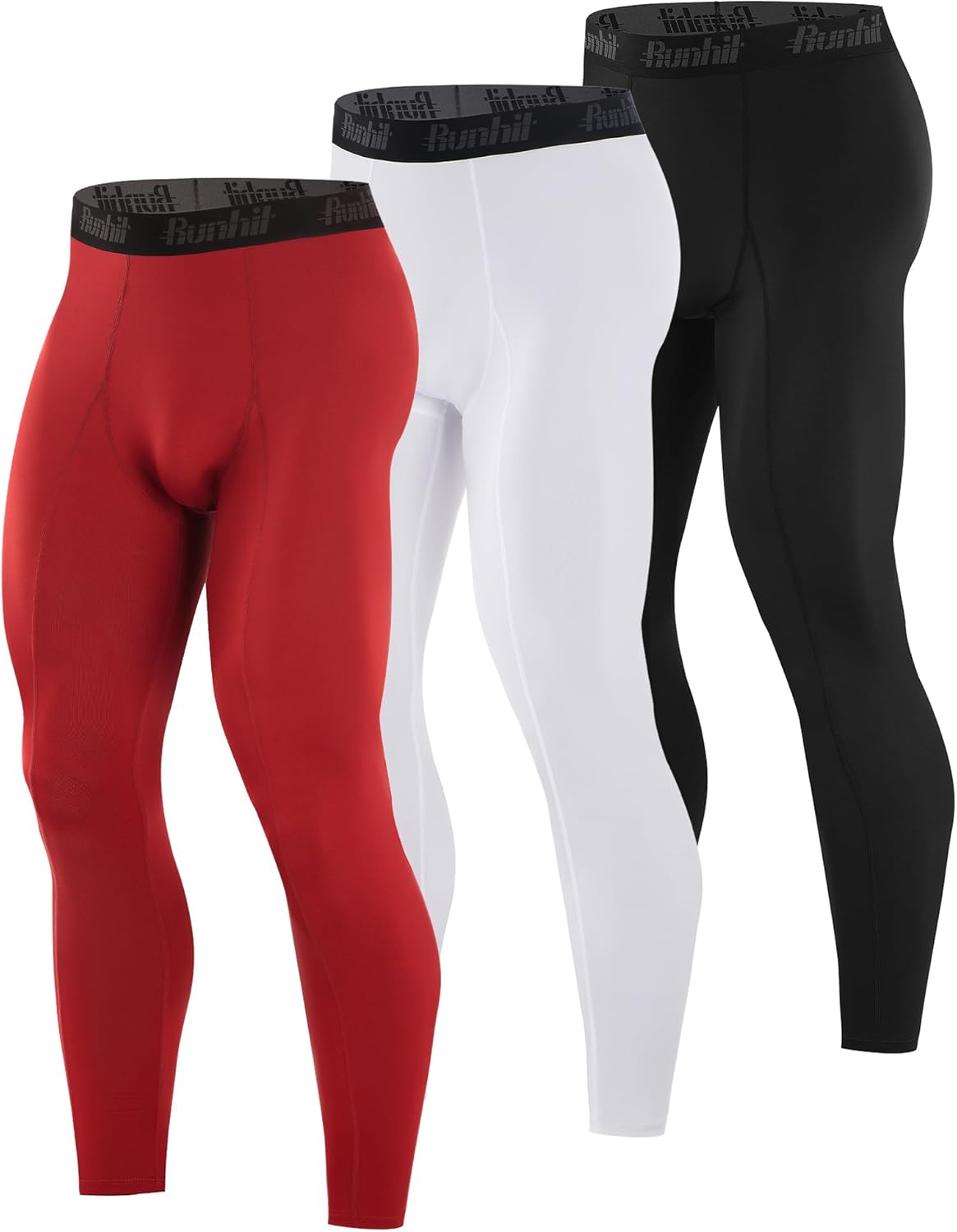 Runhit 3 Pack Compression Pants Men Running Tights Workout Leggings Athletic Base Layer Pants - Image 11