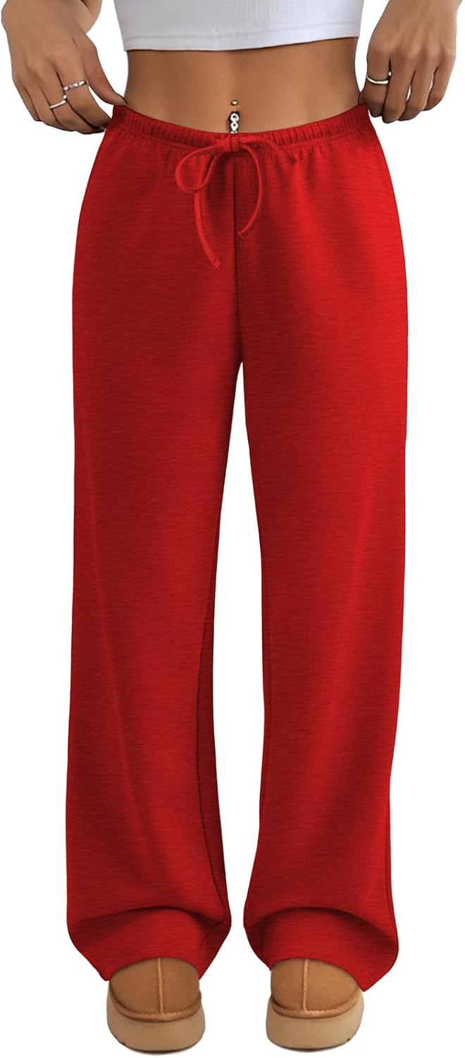 ATHMILE Womens Wide Leg Sweatpants Air Fabric Straight Lowrise Drawstring Elastic Low Waist Fall Clothing Pockets 2025 - Image 16