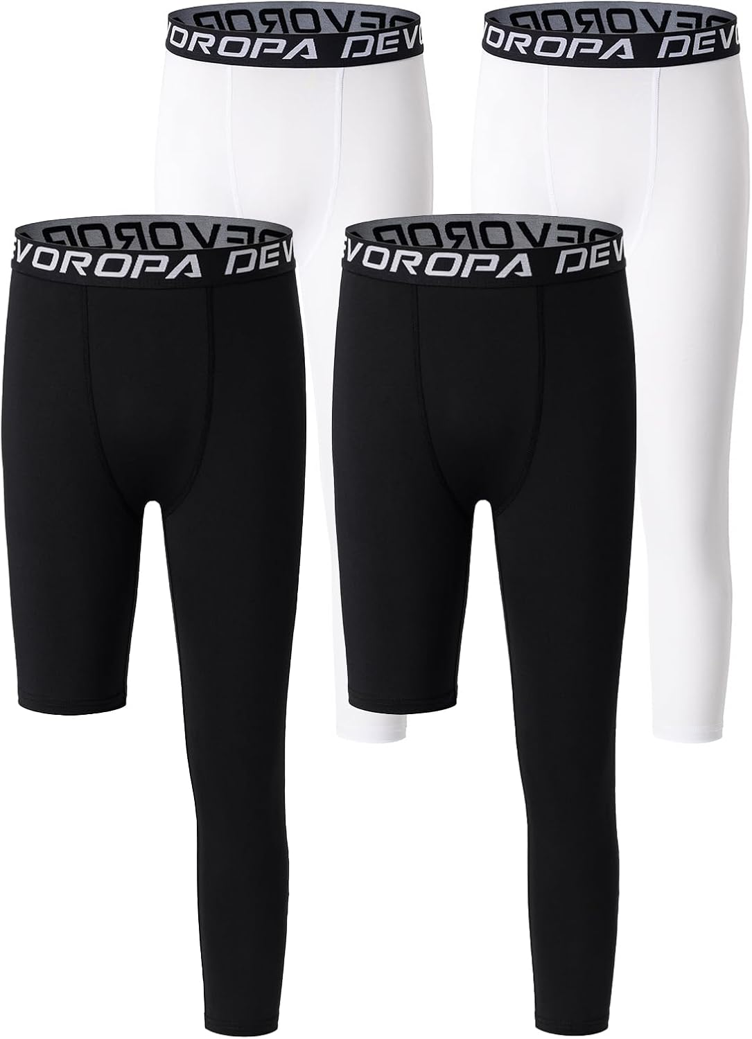 DEVOROPA Youth Boys One Leg Compression Pants for Basketball 3/4 Leggings Sports Tights Kids Athletic Soccer Base Layer - Image 16