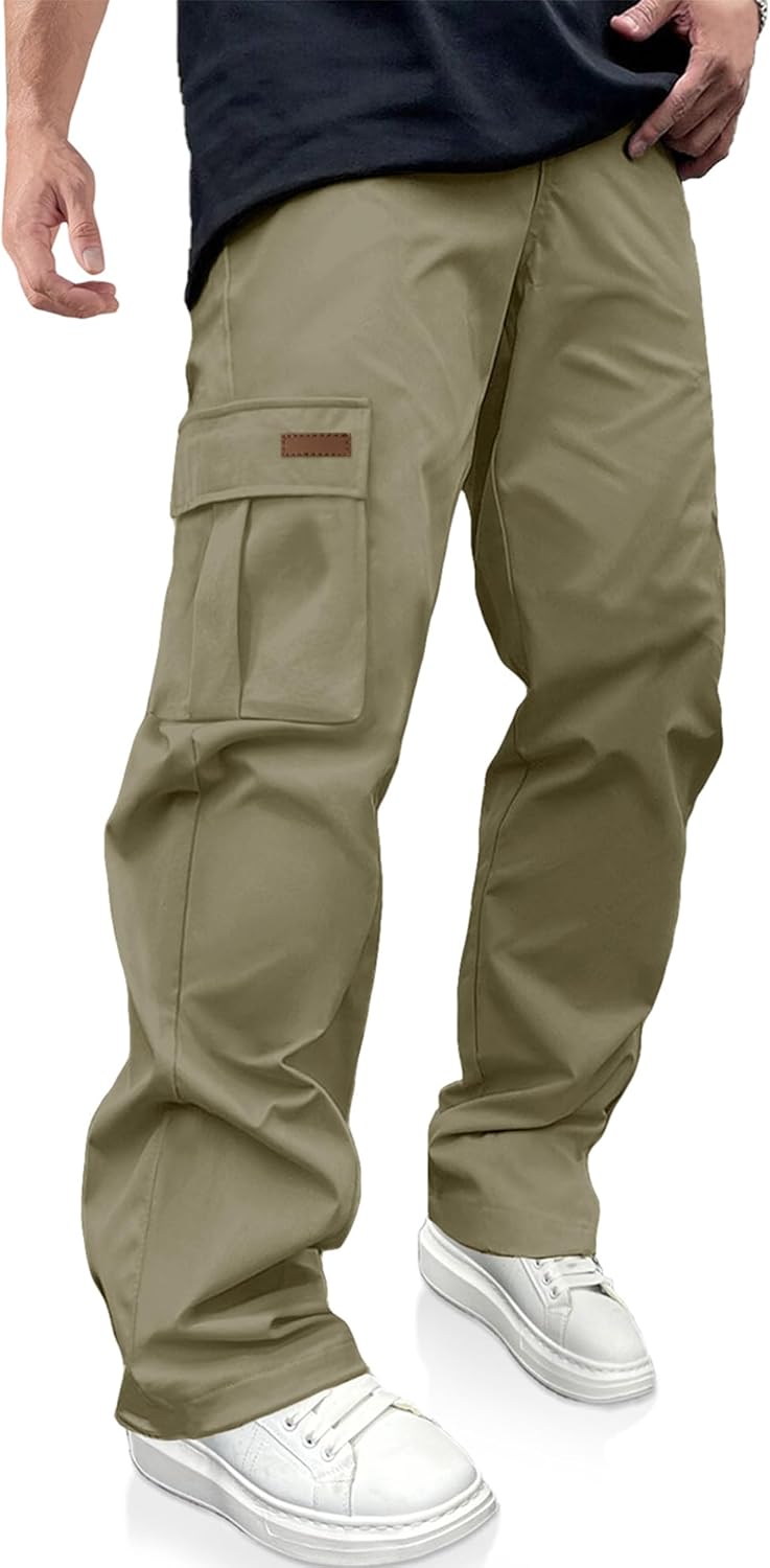 PLEPAN Men's Casual Cargo Pants Drawstring Hiking Pants Workout Tactical Joggers Sweatpants for Men - Image 20