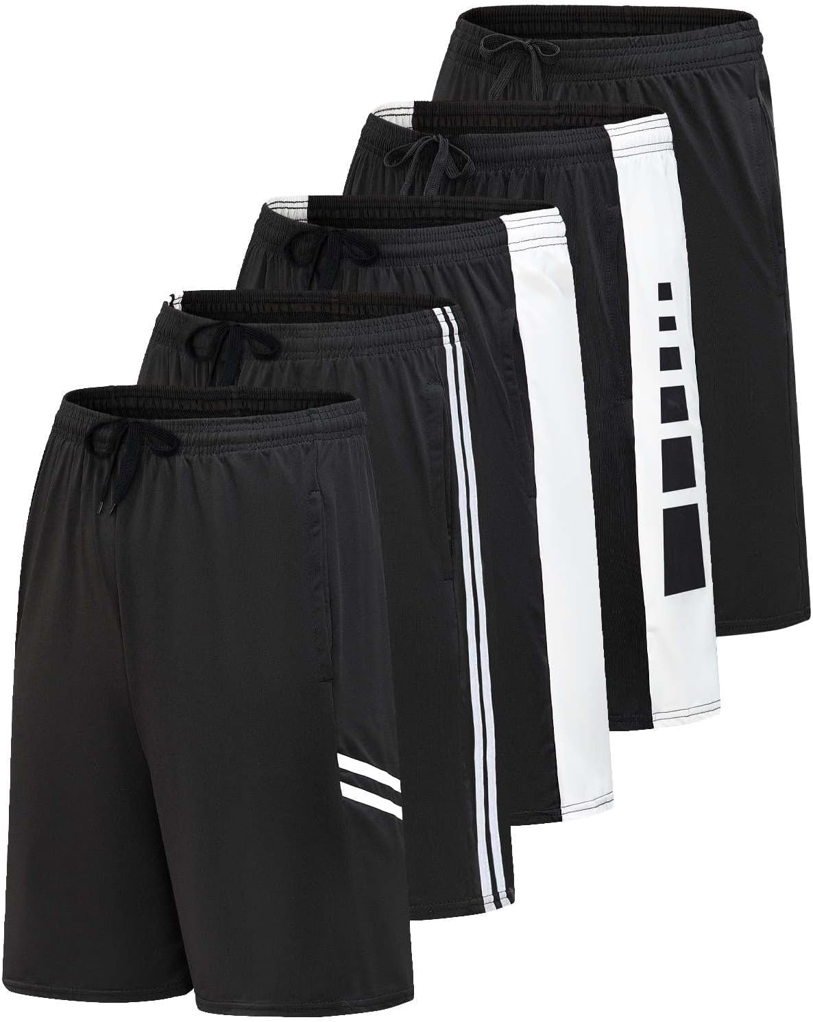 Real Essentials Men’s 5 Pack: 9" Dry-Fit Shorts – Athletic Gym, Workout, Basketball, Running, Casual Lounge Active Pockets - Image 20