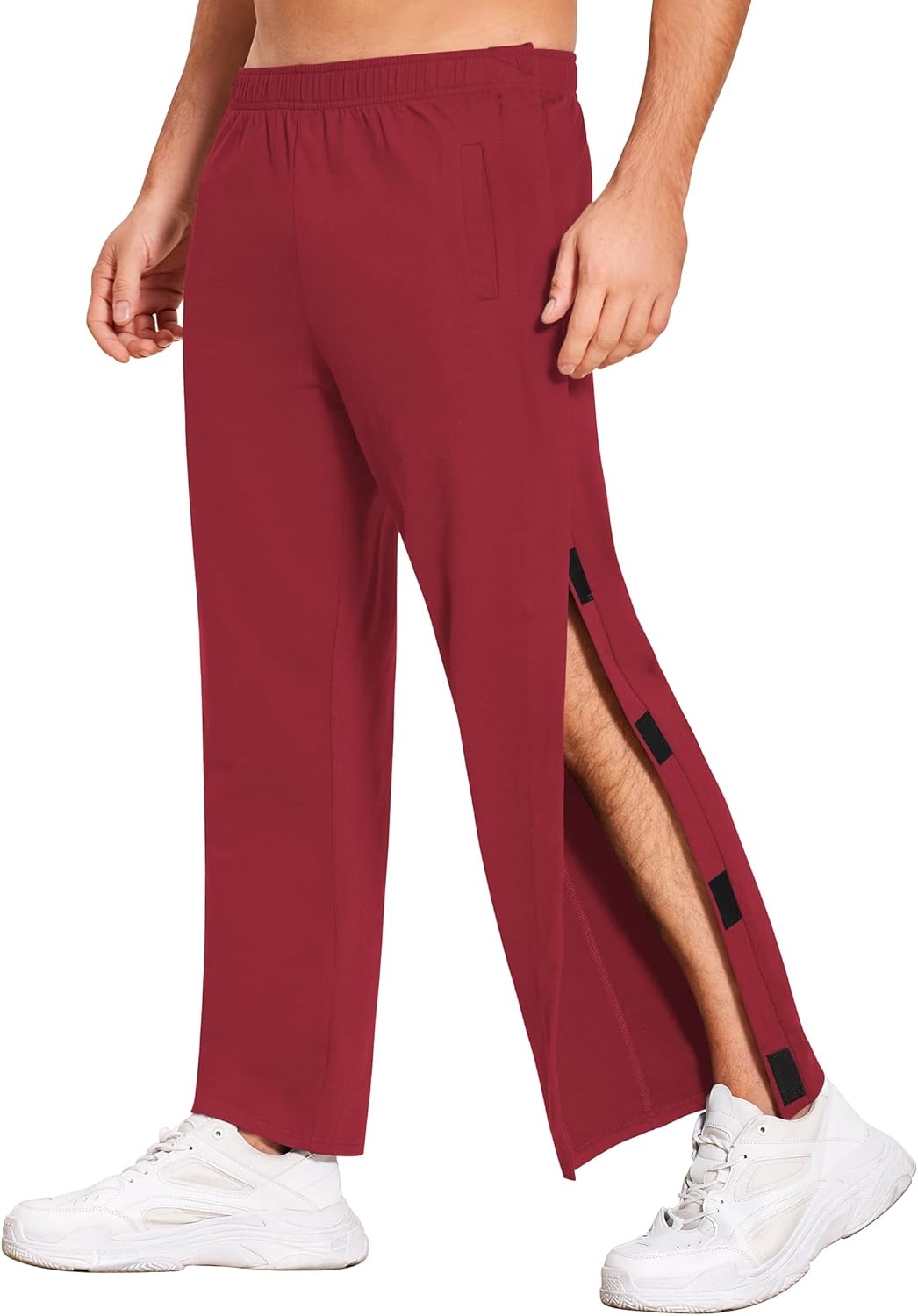 Deyeek Men's Tear Away Pants 2 Side Snap Open Bottom Sweatpants Loose Fit Casual Post Surgery Pants with Pockets - Image 14