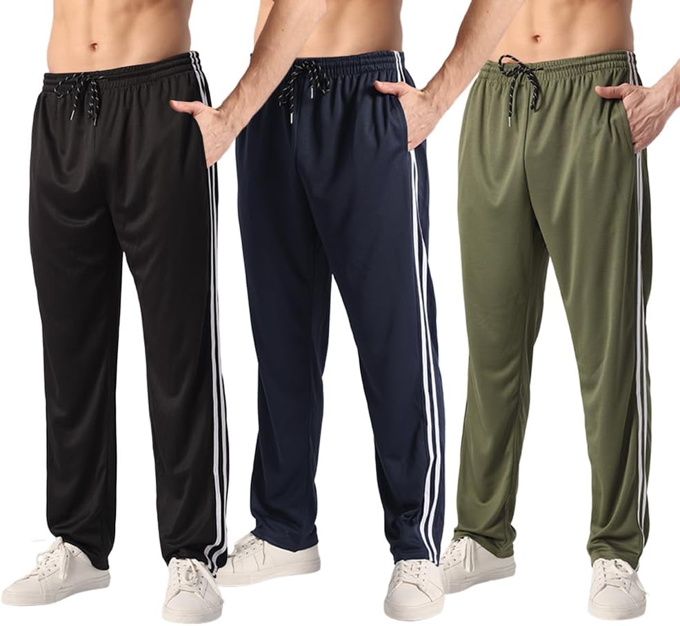 ZH 3 Pack Men's Sweatpants Open Bottom Joggers Lightweight Quick Dry Athletic Pants with Pockets for Workout & Lounge - Image 16
