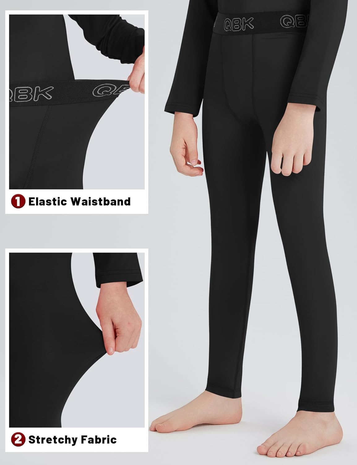 QBK Toddler Boys 2T to Youth Compression Pants Base Layer Leggings Tights for Basketball Soccer Football Baseball - Image 4