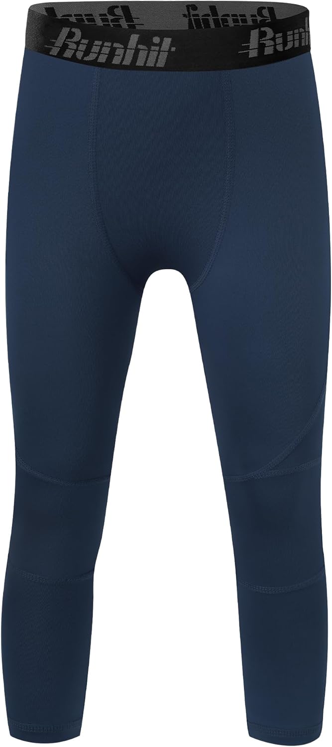 Runhit Boys Compression Pants 3/4 - Youth Athletic Leggings Capris Tights Sports Base Layer for Basketball Football Baseball - Image 2