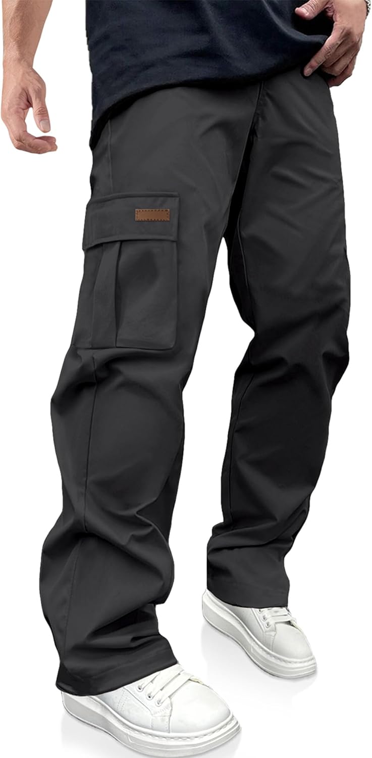 PLEPAN Men's Casual Cargo Pants Drawstring Hiking Pants Workout Tactical Joggers Sweatpants for Men - Image 8