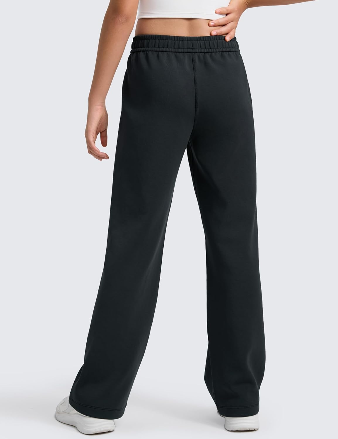 CRZ YOGA SoftAura Girls Wide Leg Sweatpants - Casual Lounge Athletic High Waist Pants with Pockets Drawstring for Kids Teen - Image 3