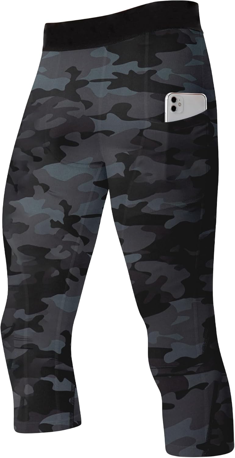 SPVISE Men's 3/4 Compression Pants Athletic Capri Leggings Dry Fit Running Tights with Pocket Basketball Sports Gym Baselayer - Image 8