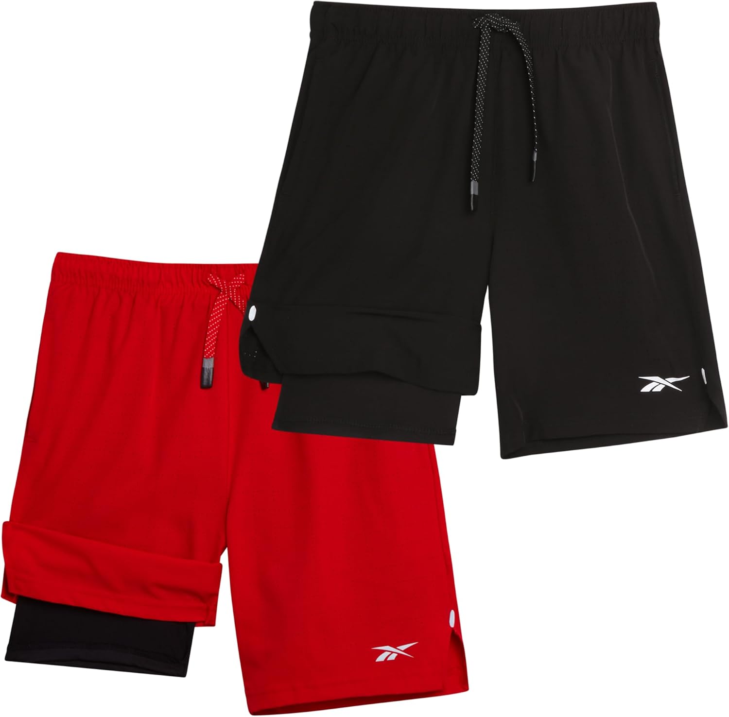 Reebok Boys Athletic Shorts 2 Pack – 2-in-1 Boys Basketball Shorts with Compression Liner – Quick Dry Running Shorts - Image 12