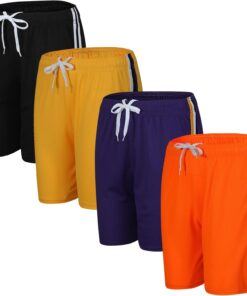 4-Pack Boys/Toddler Athletic Shorts Youth Basketball Shorts Mesh Quick Dry Kids Shorts Moisture Wicking Shorts（2-14Years）