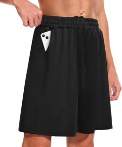 Men's Athletic Gym Shorts - Quick Dry Black Casual Basketball Shorts with Pockets for Running Workout Activewear