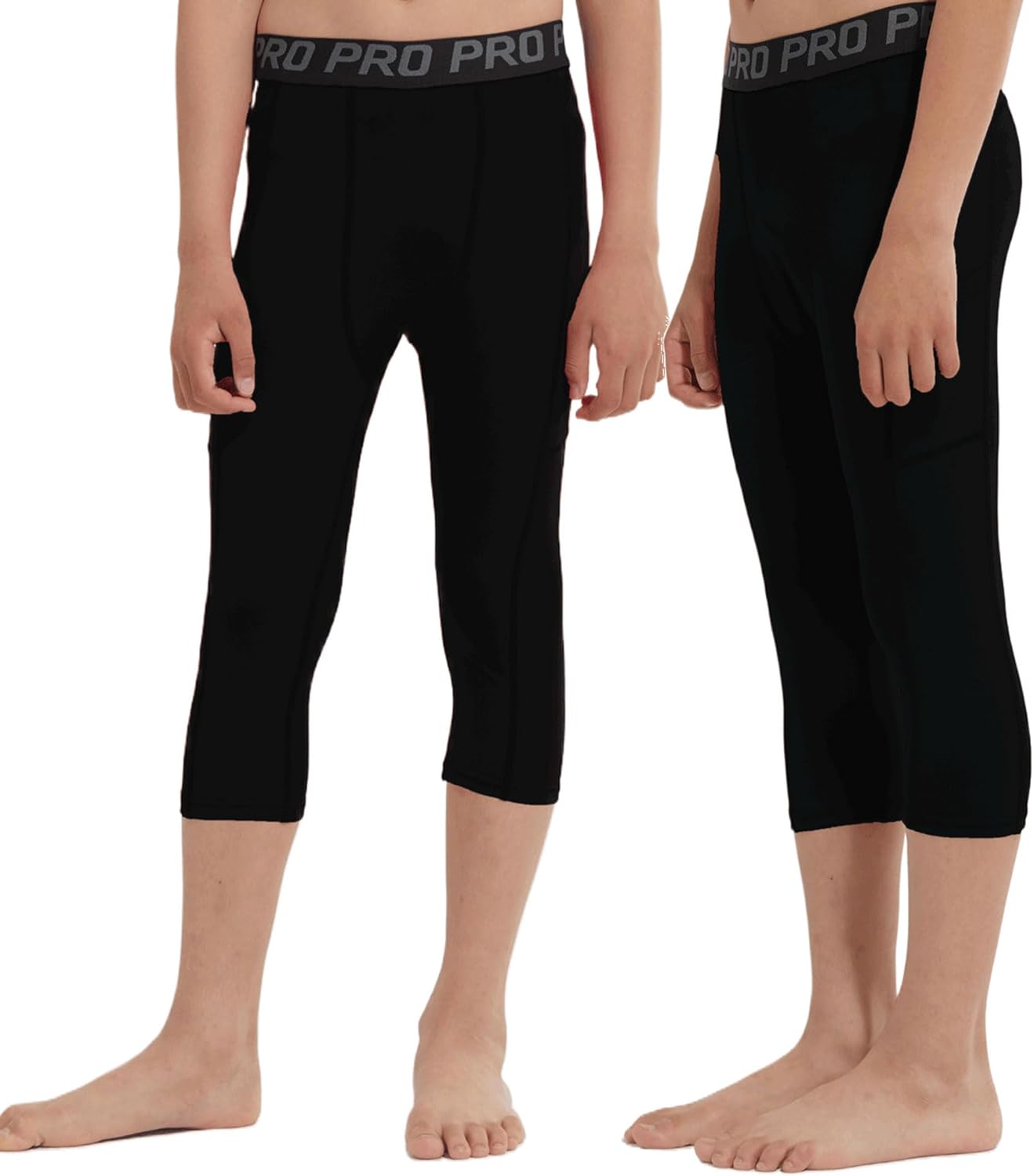 LANBAOSI Youth Boys 3/4 Compression Pants Basketball Tights Sports Capris Leggings Running Base Layer - Image 3