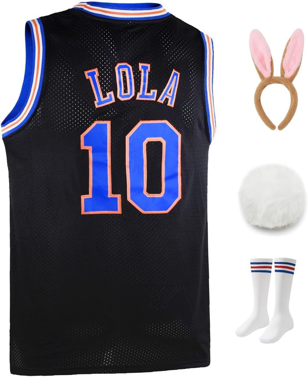 Lola #10 Space Mens Movie Jersey Looney Basketball Jersey with Head Hoop & Socks S-XXL