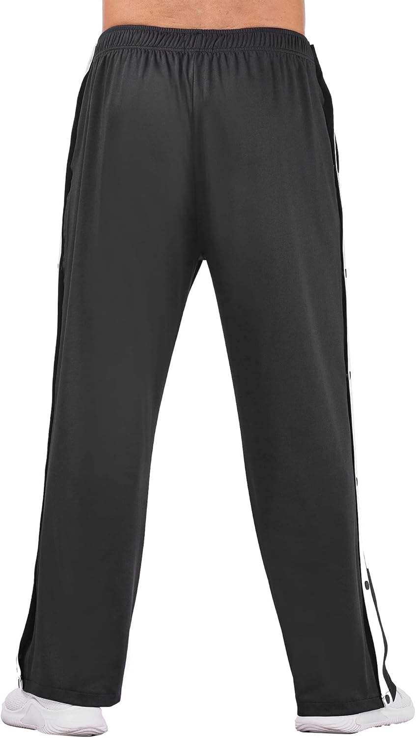 Deyeek Men's Tear Away Basketball Pants High Split Snap Button Casual Post-Surgery Sweatpants with Pockets - Image 5