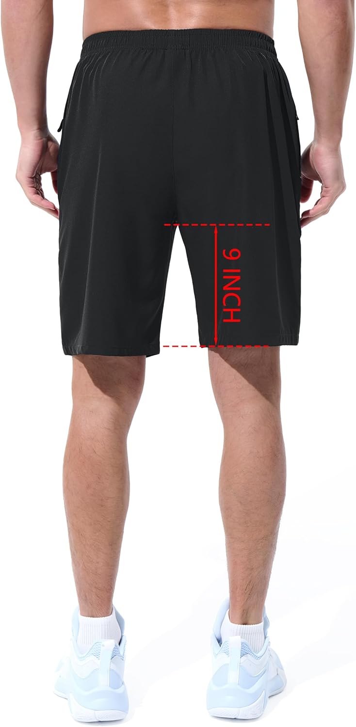 Mens Athletic Shorts Running Shorts Quick Dry Workout Shorts 7"/ 9" Lightweight Gym Basketball Shorts Zipper Pockets - Image 3