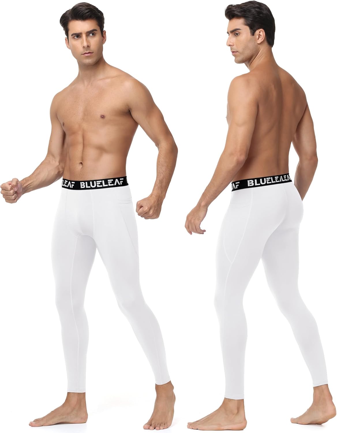 Blueleaf Men's Compression Pants Running Workout Leggings with Pockets Athletic Tights Base Layer for Basketball Sports - Image 2
