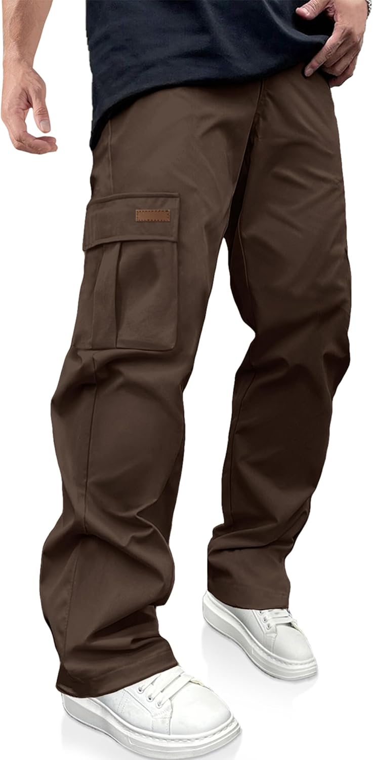 PLEPAN Men's Casual Cargo Pants Drawstring Hiking Pants Workout Tactical Joggers Sweatpants for Men - Image 24