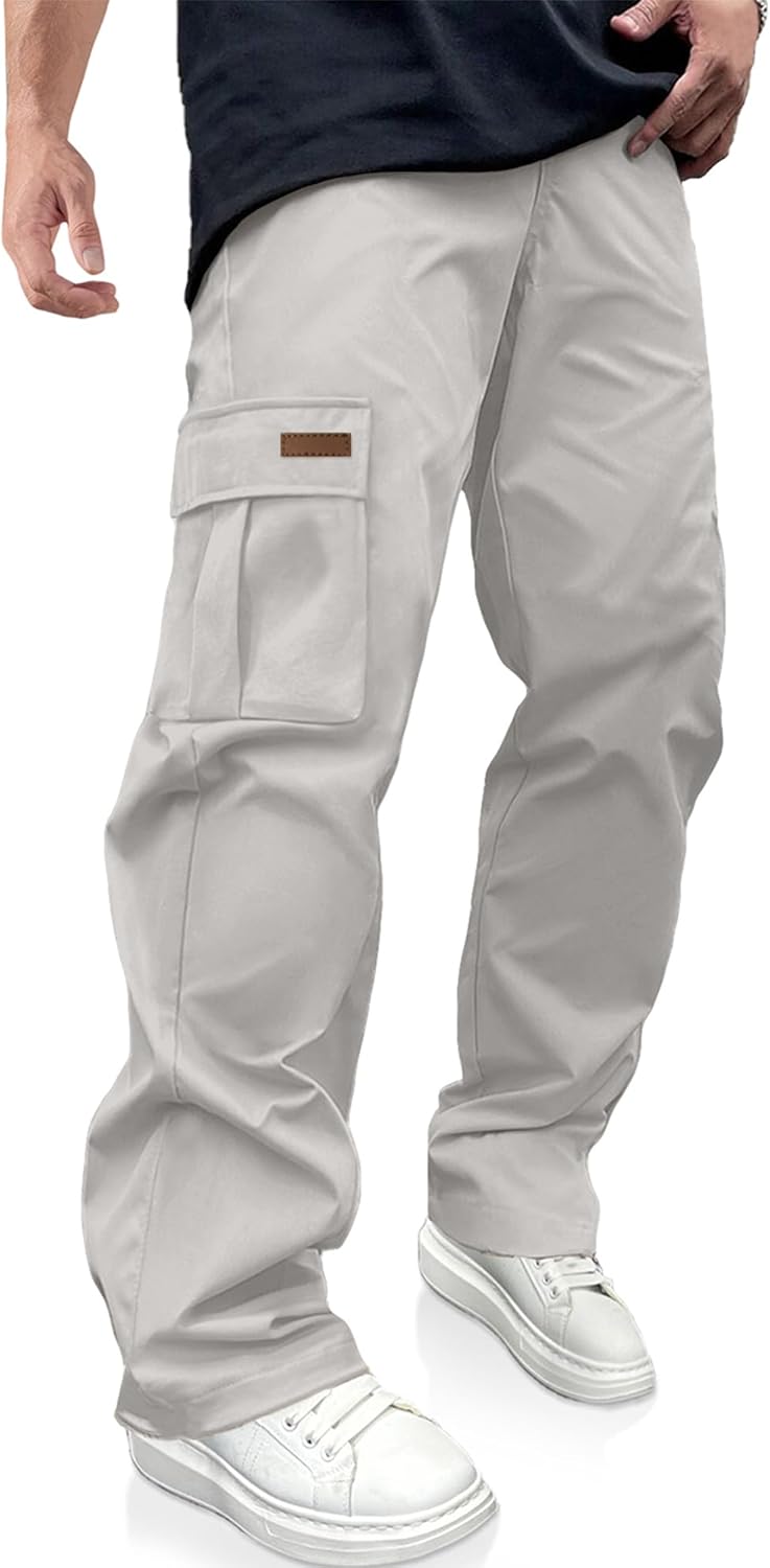 PLEPAN Men's Casual Cargo Pants Drawstring Hiking Pants Workout Tactical Joggers Sweatpants for Men - Image 18