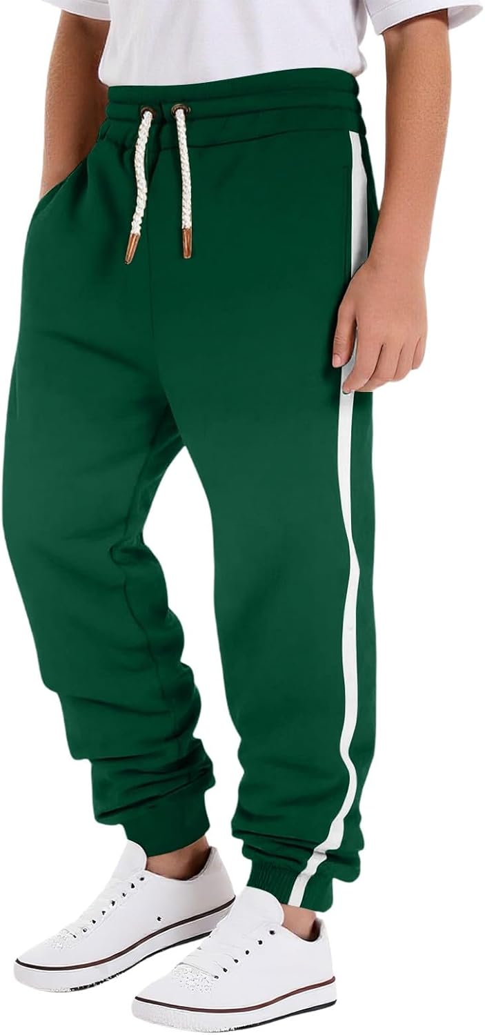 Boy's Fleece Cargo Sweatpants Athletic Basketball Joggers Sweat Pants Drawstring Elastic Waist Open Bottom Pants with Pockets - Image 20