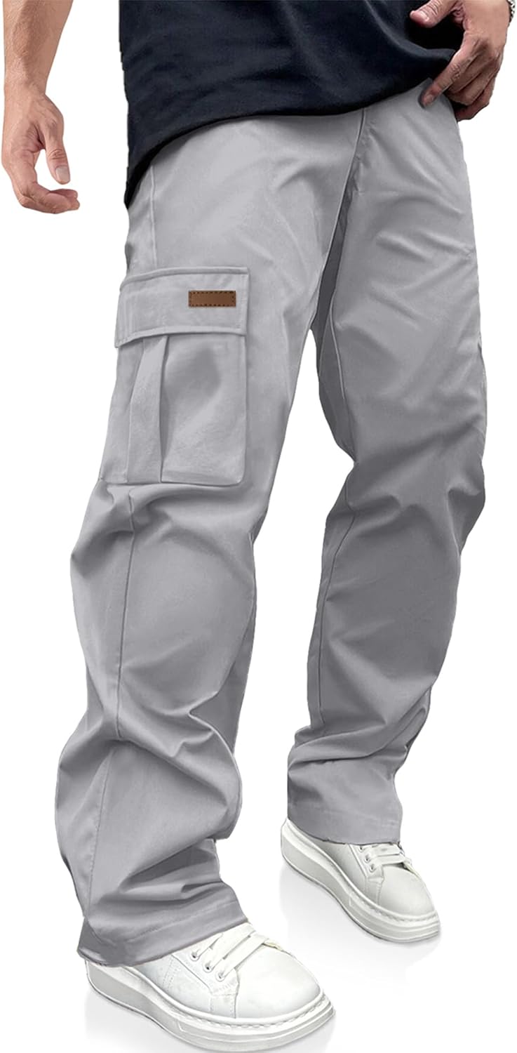 PLEPAN Men's Casual Cargo Pants Drawstring Hiking Pants Workout Tactical Joggers Sweatpants for Men - Image 21