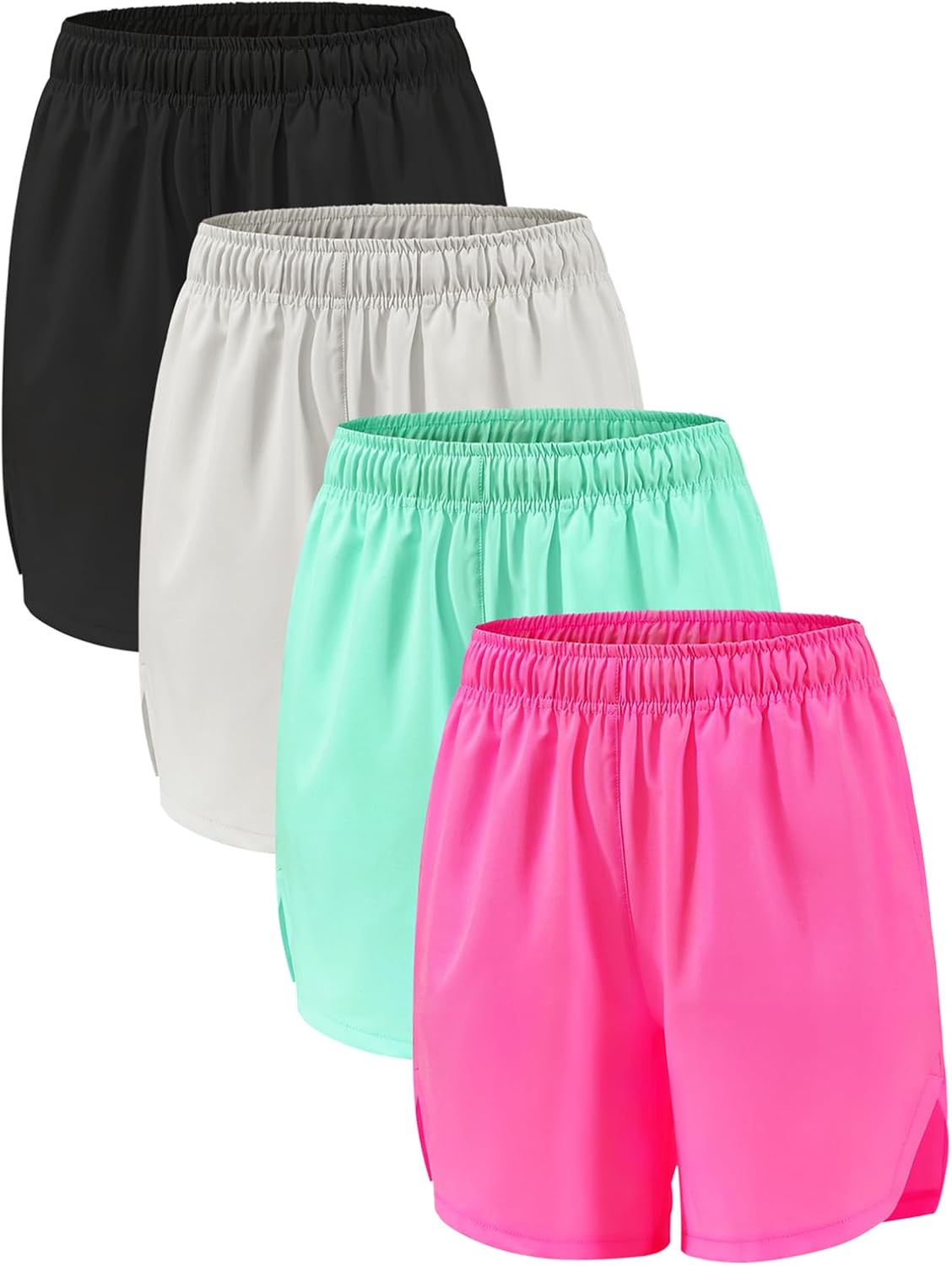 4 Pack Girls Athletic Shorts,Girls Basketball Shorts,Kids Workout Soccer Short for Girl with Drawstring & Pockets - Image 9