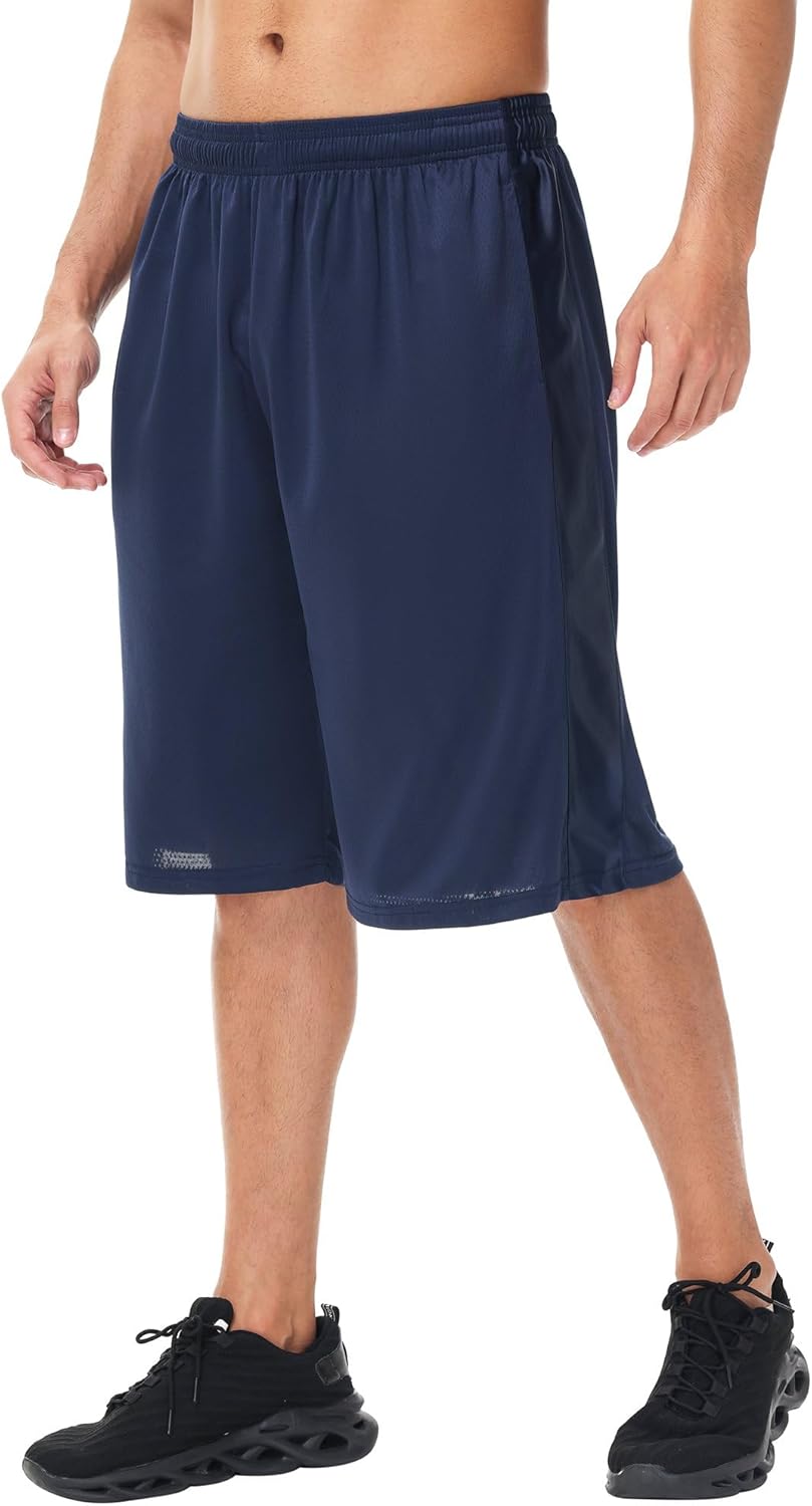 HQUEC Men's 12" Athletic Shorts Long Basketball Workout Shorts Below Knee Loose-Fit with Pockets - Image 21