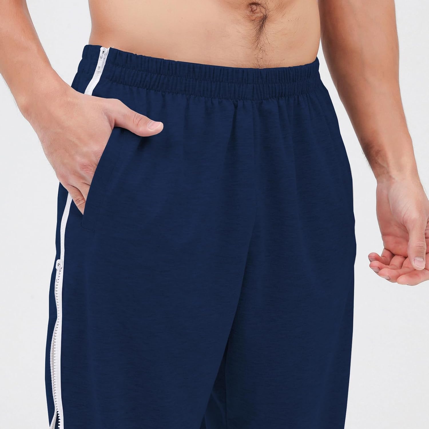 Mens Post Surgery Tearway Pants 2 Side Zippers Basketball Pants Sweatpants - Image 2