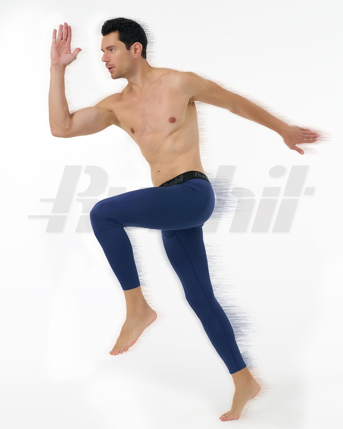 Runhit 3 Pack Compression Pants Men Running Tights Workout Leggings Athletic Base Layer Pants - Image 6