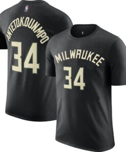 Giannis Antetkounmpo Milwaukee Bucks NBA Kids Youth 8-20 Black Statement Edition Performance Jersey T-Shirt